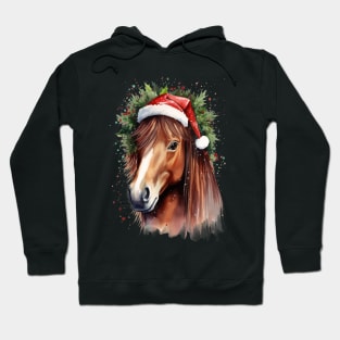 Christmas Watercolor Horse Equestrian Christmas Hoodie